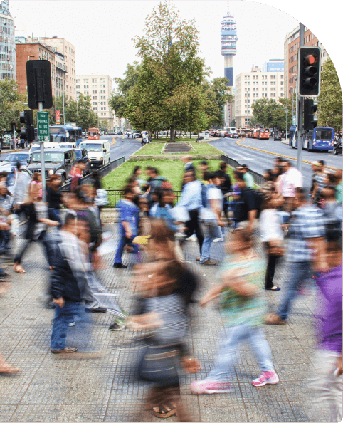 Image of blurred people walking in a busy area